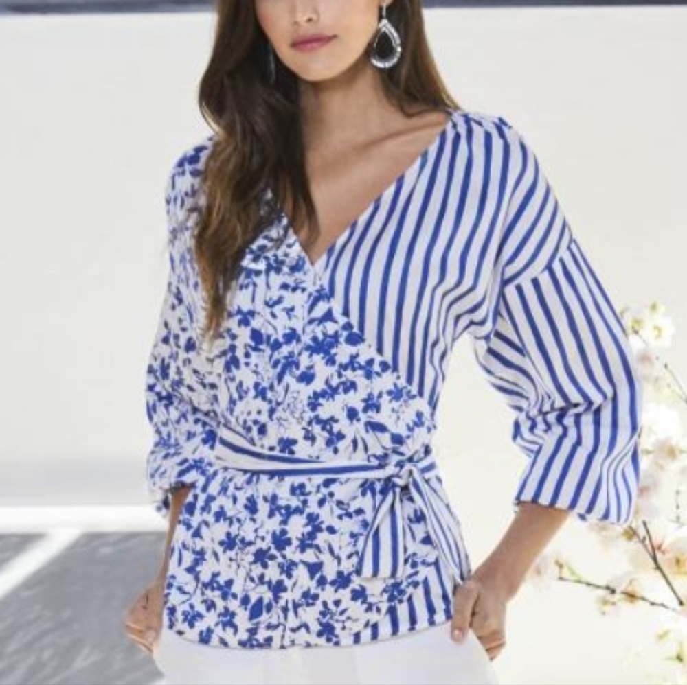 Etcetera Mixed Print Wrap Top